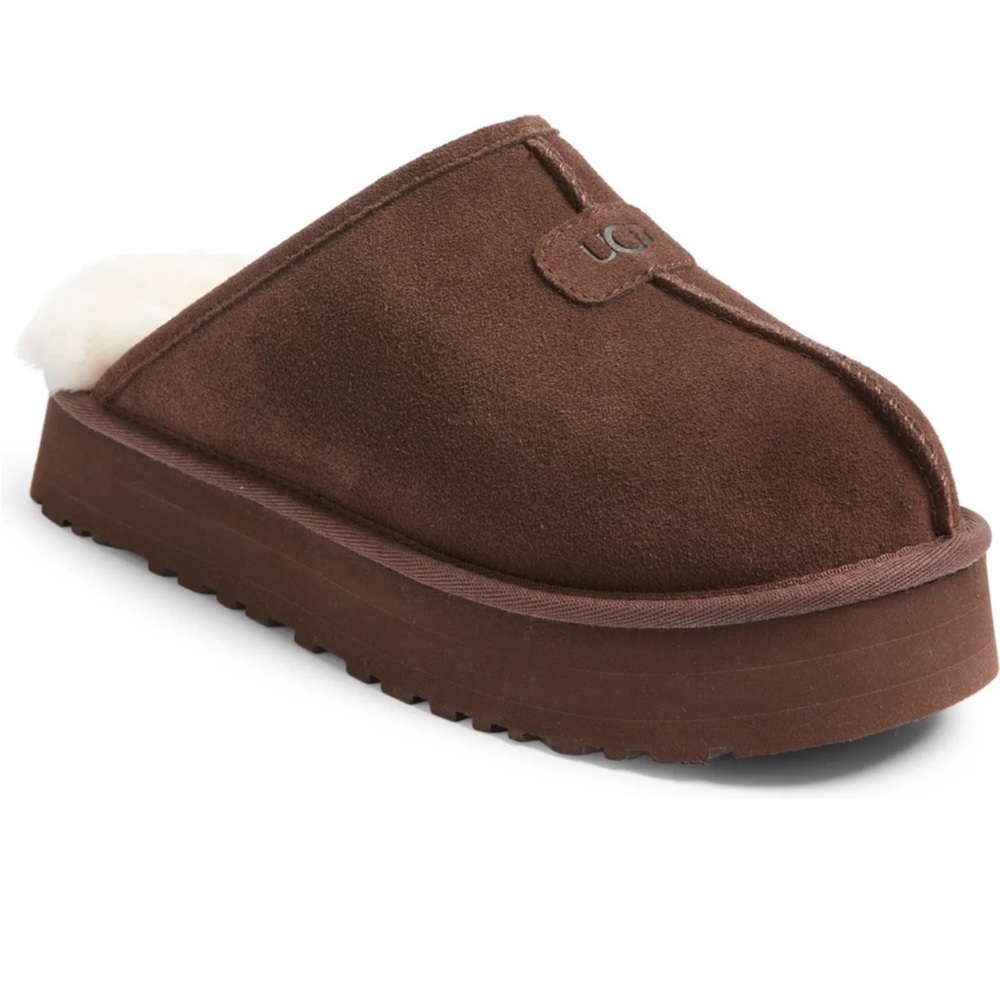 UGG Brown Suede Platform Mule Slippers - Picture 4 of 8